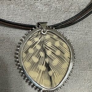 Silpada sterling silver 925 and Guinea Feather Pendant Necklace